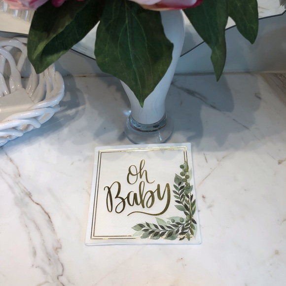 “Oh Baby” Gold Foil 5” Napkins (50) - Picture 2 of 6